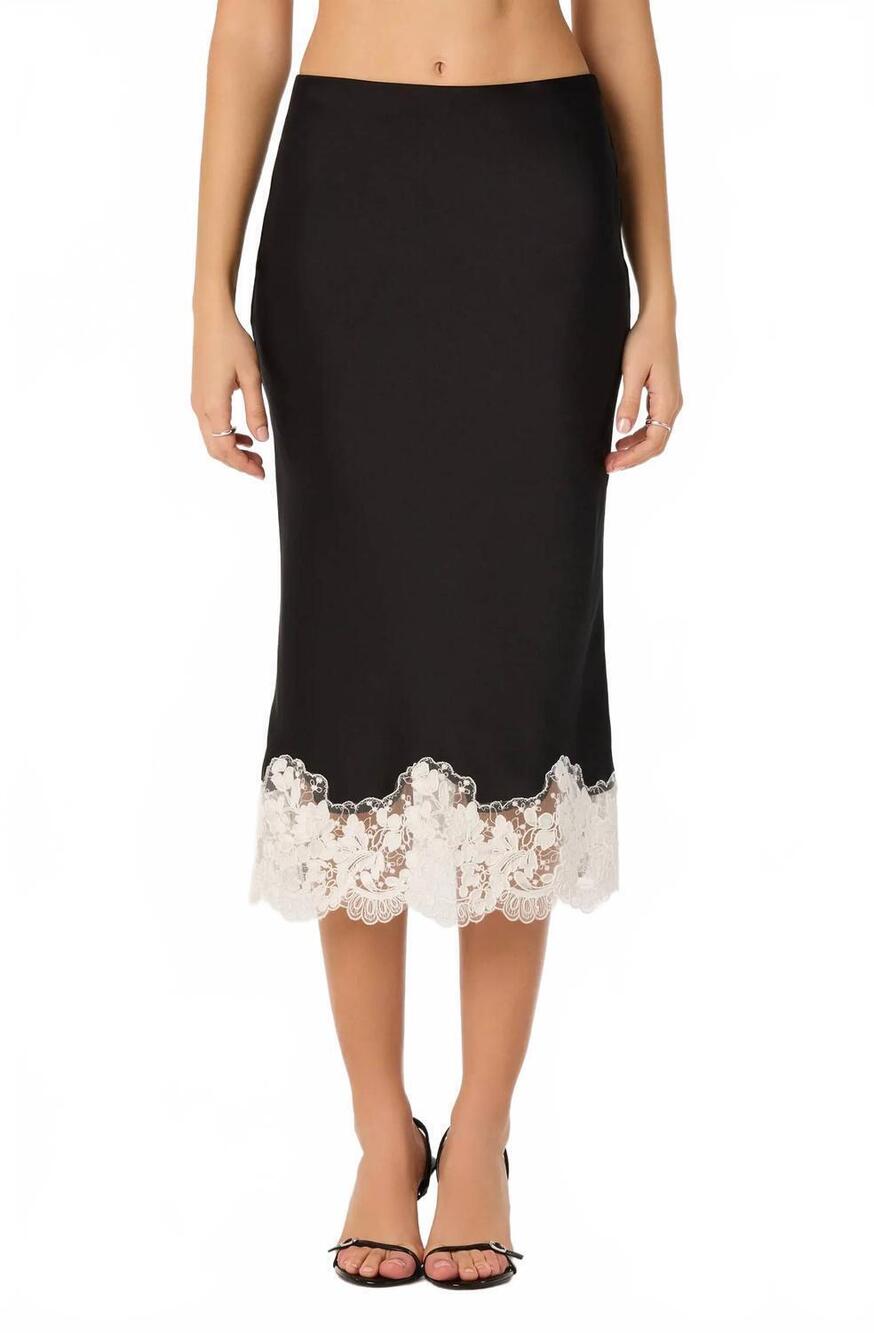 NEW ASTR shantal lace midi skirt in black white